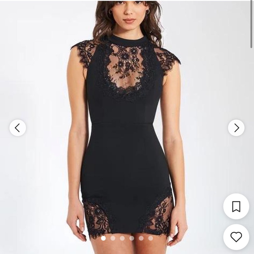 Elegant Black Lace Crepe Midi Dress